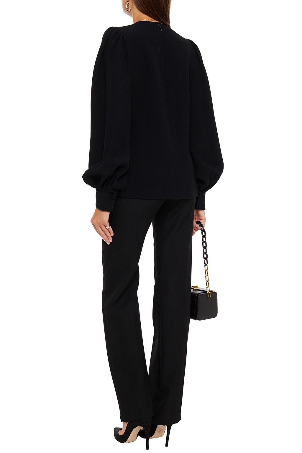 ANDREW GN Embellished crepe top