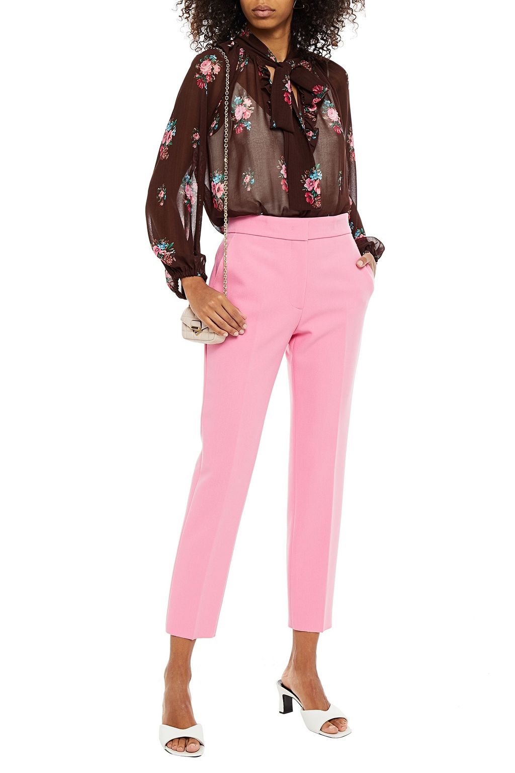 MSGM Pussy-bow floral-print chiffon blouse