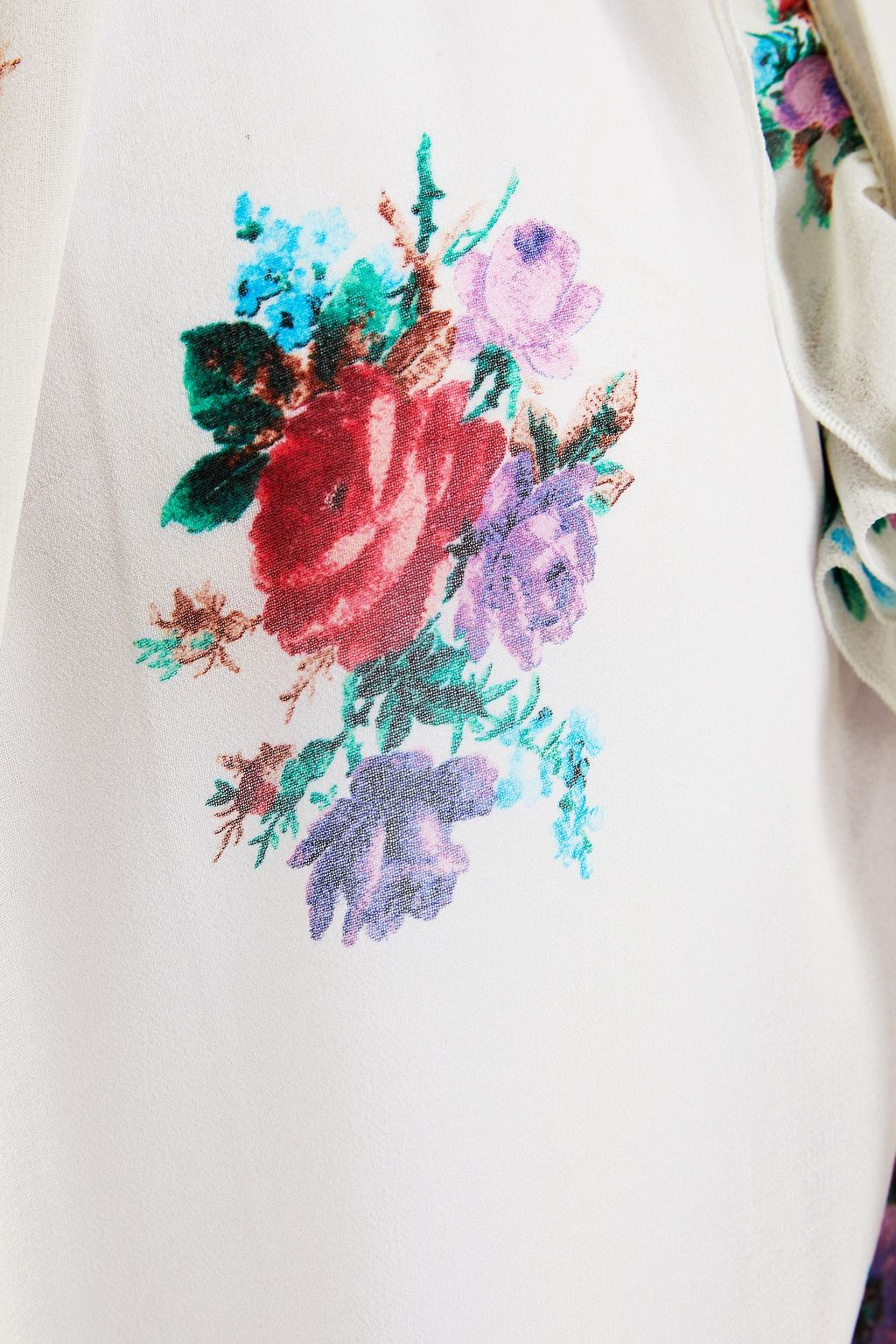 MSGM Pussy-bow floral-print chiffon blouse
