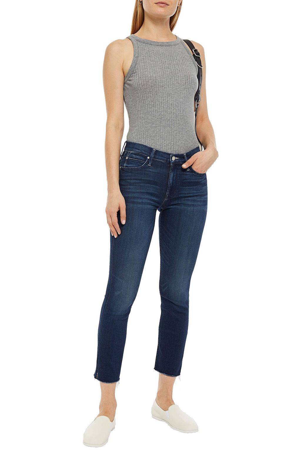 MOTHER The Rascal cropped high-rise straight-leg jeans