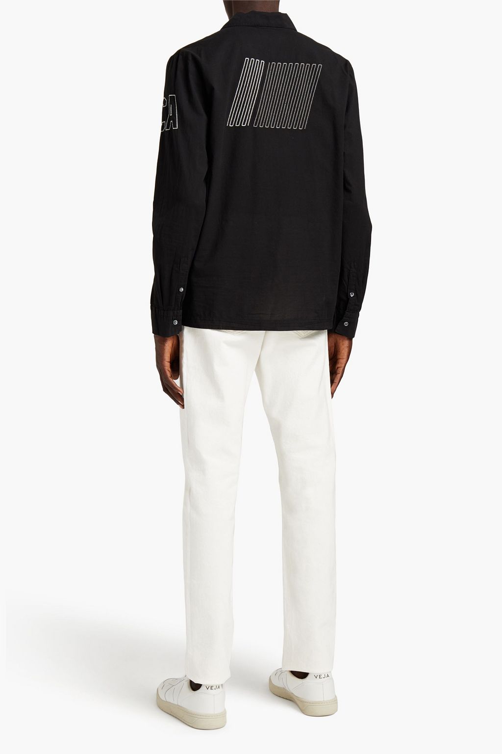 JAMES PERSE Embroidered crinkled cotton-poplin shirt