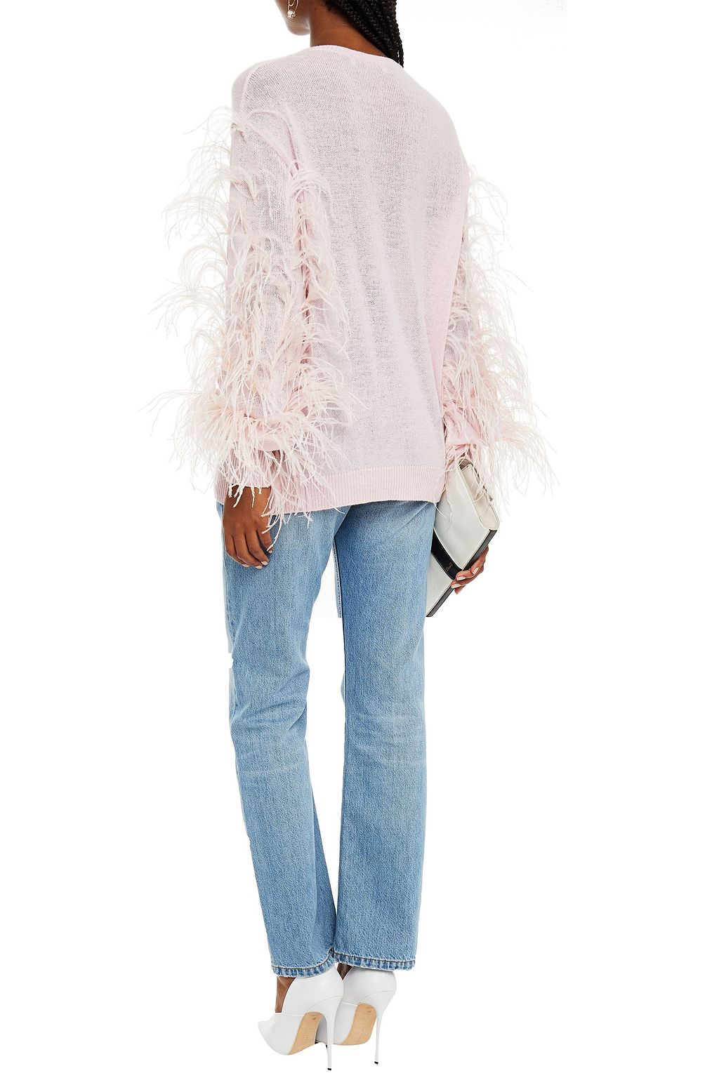 VALENTINO GARAVANI Pullover aus einer Woll-Kaschmirmischung mit Federn