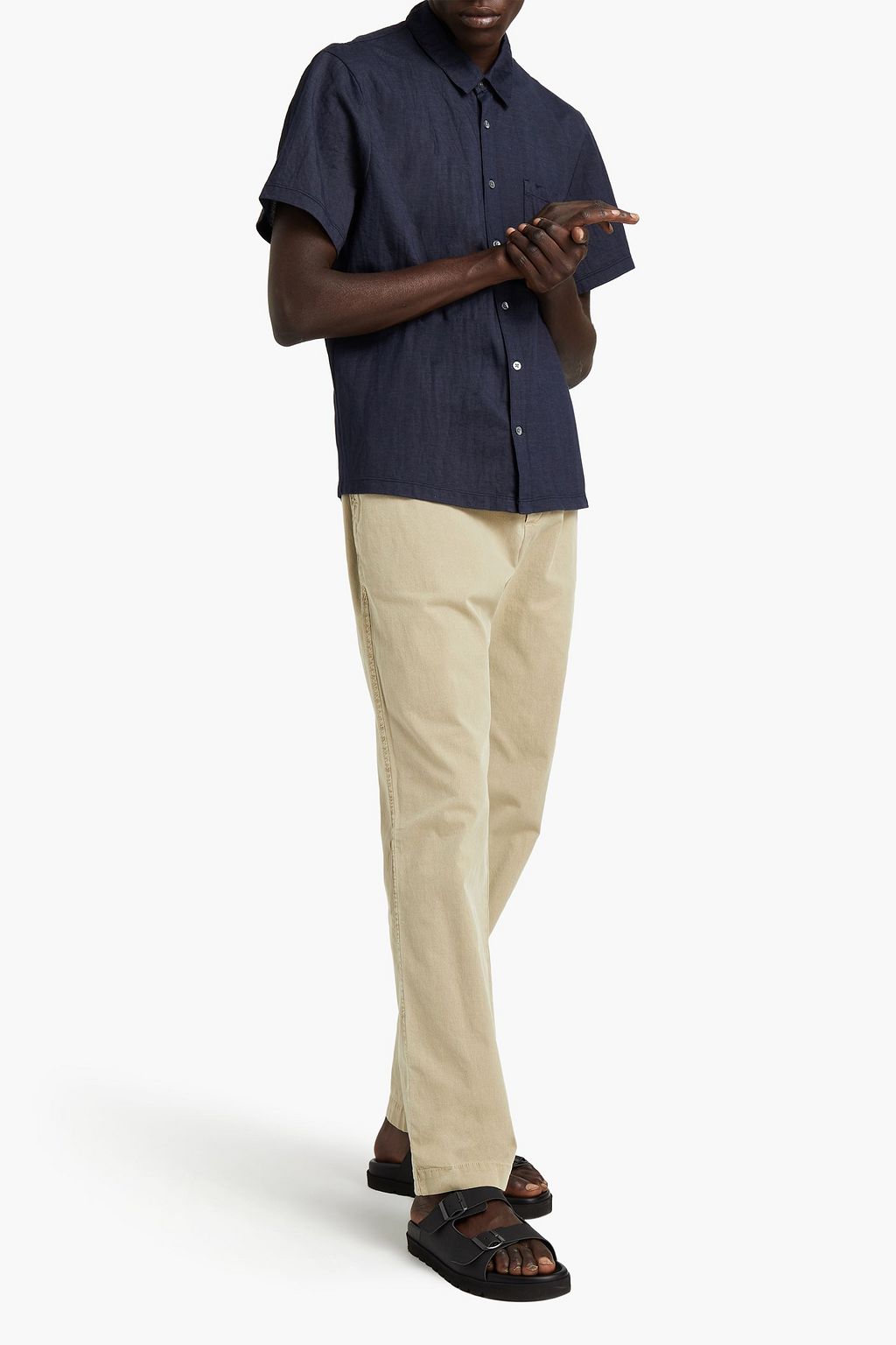 JAMES PERSE Cotton-blend chambray shirt