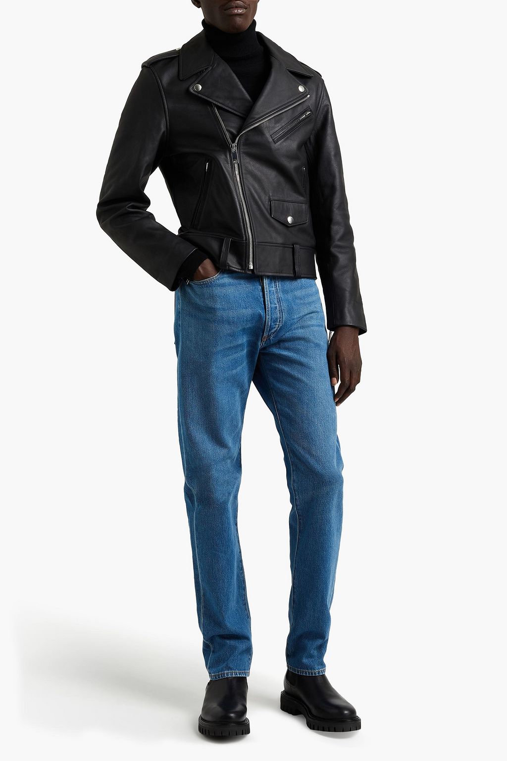 SANDRO Leather biker jacket
