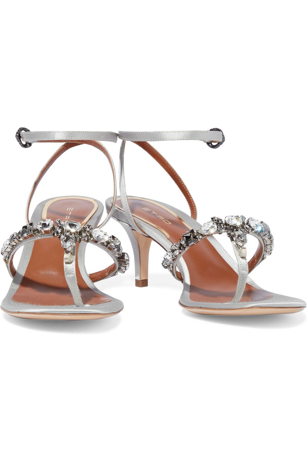 ETRO Crystal-embellished satin sandals