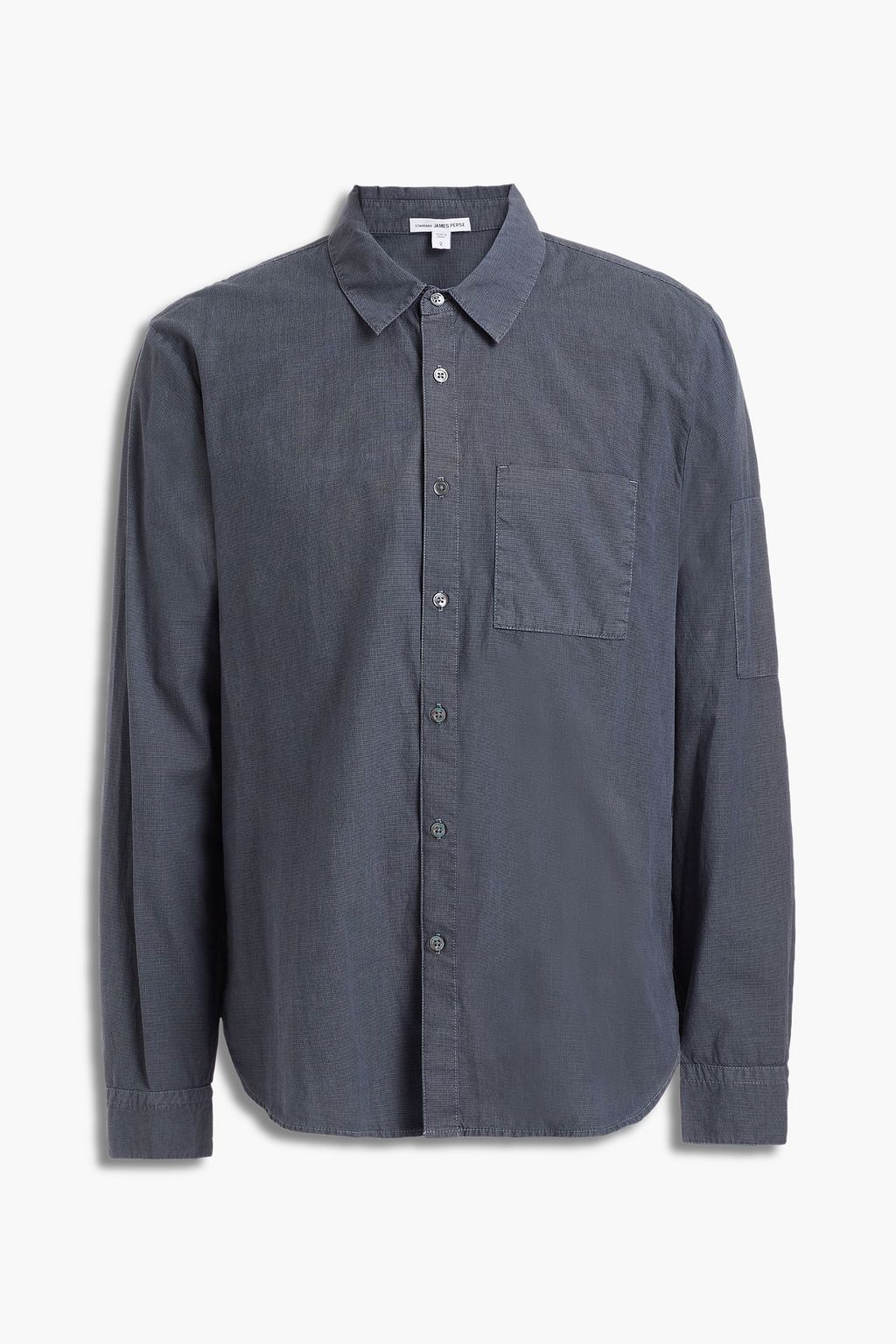 Gray Embroidered checked cotton-poplin 