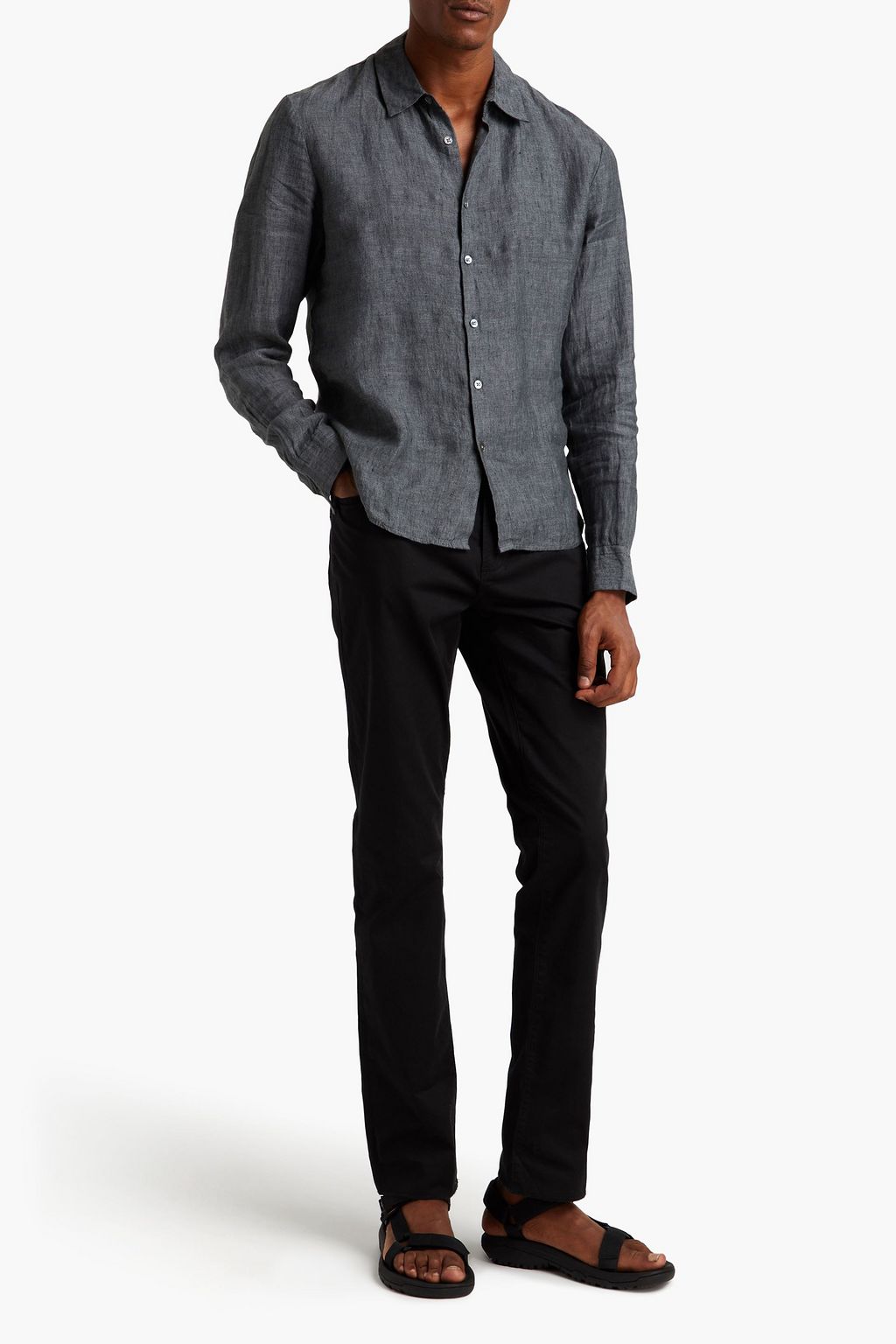 JAMES PERSE Slim-fit mélange linen shirt