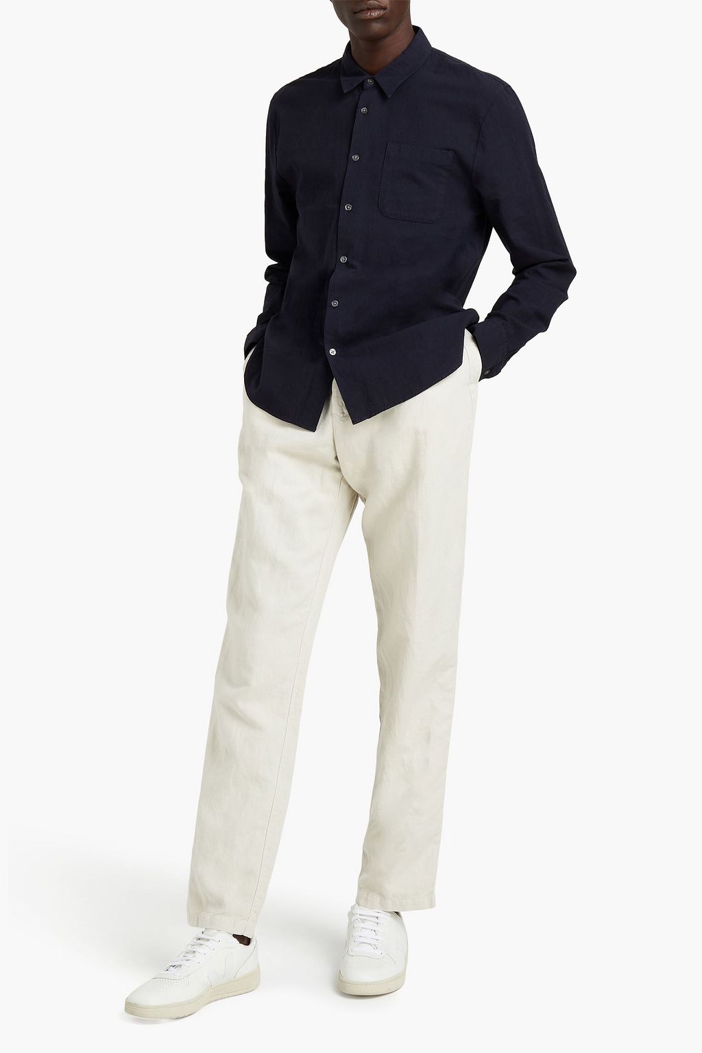 JAMES PERSE Linen and cotton-blend canvas straight-leg pants