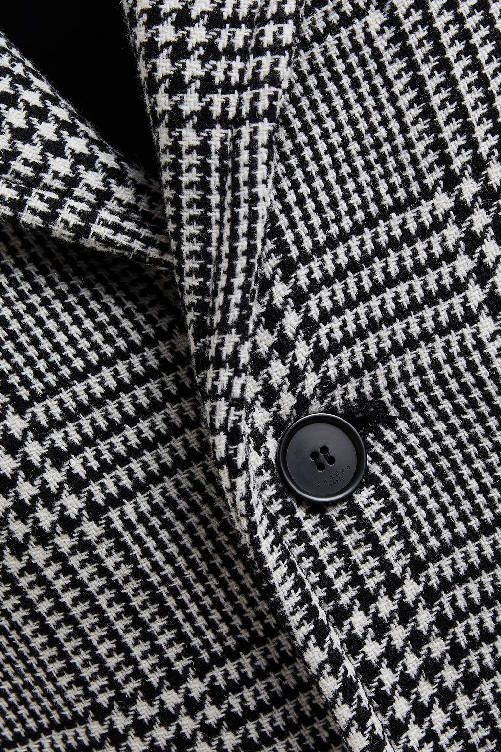 SANDRO Slim-fit Prince of Wales checked wool-blend coat