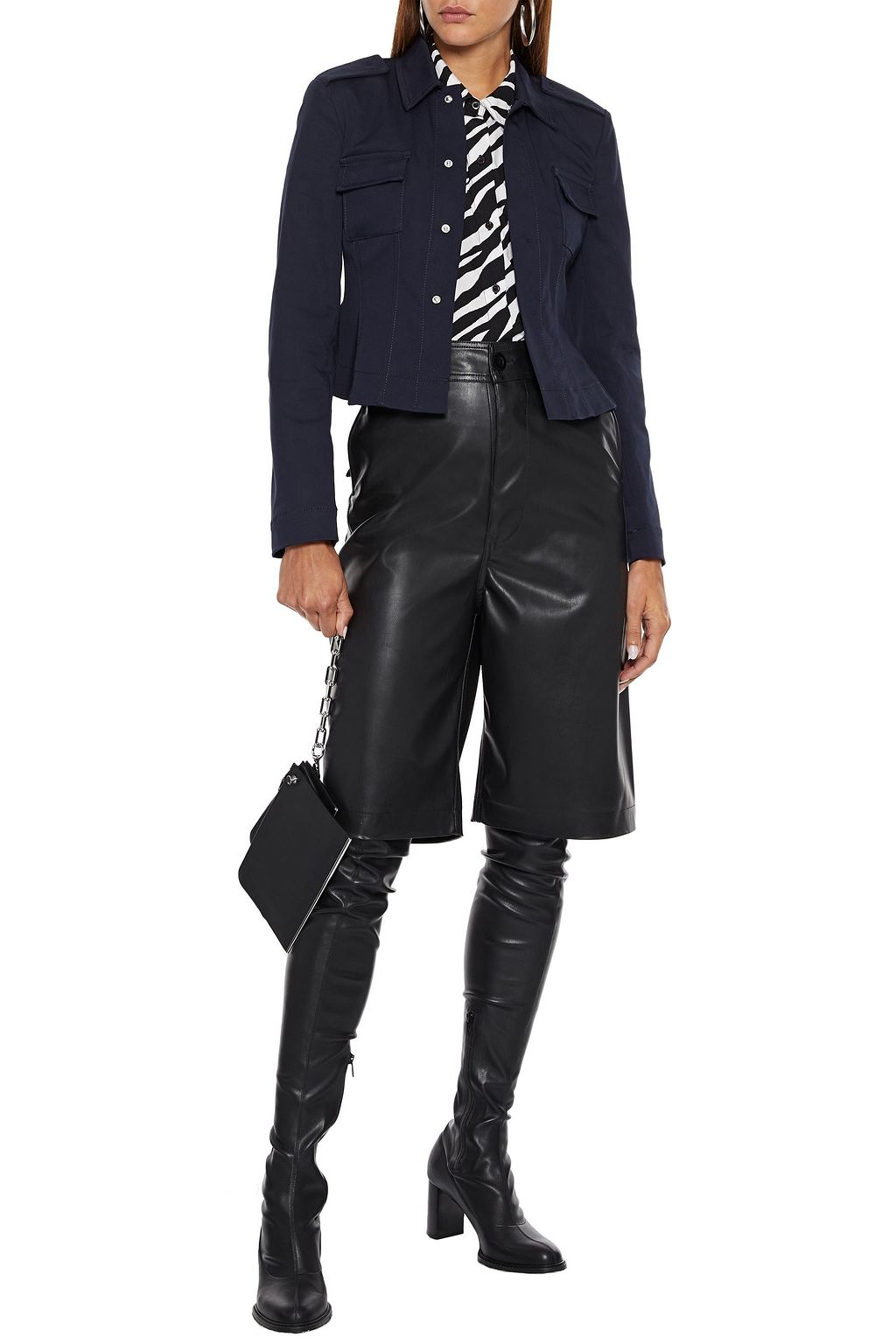 REDVALENTINO Lace-up cotton-blend twill peplum jacket