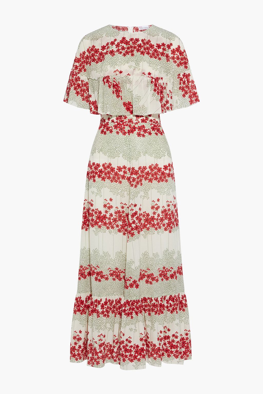 Ruffled floral-print silk crepe de chine maxi dress