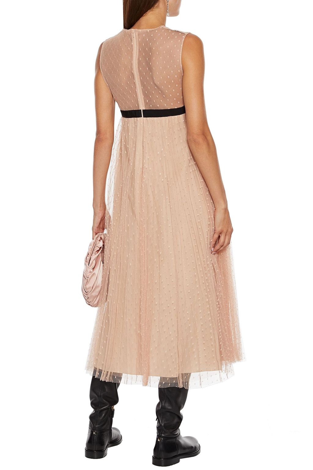 REDVALENTINO Bow-embellished point d'esprit midi dress