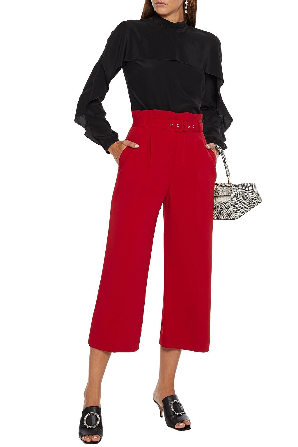 REDVALENTINO Draped silk crepe de chine blouse