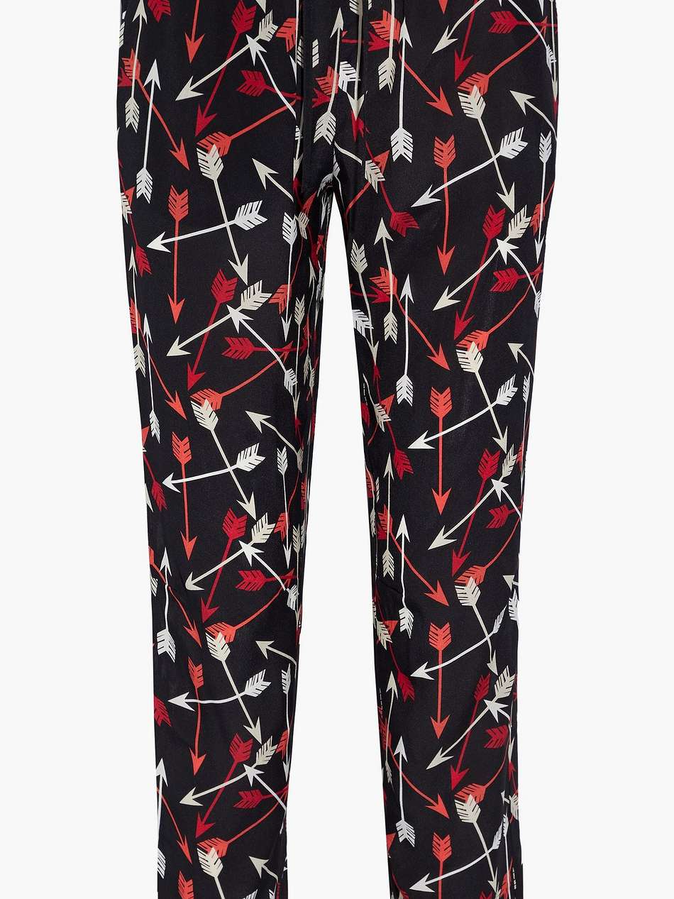 cropped printed silk crepe de chine straight-leg pants