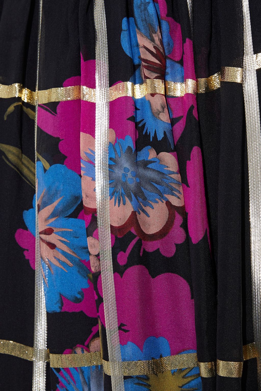 ETRO Gathered metallic floral-print silk-blend midi skirt