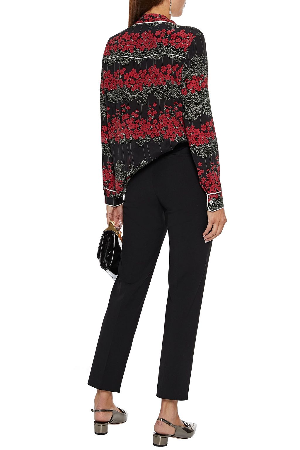 REDVALENTINO Floral-print silk crepe de chine shirt