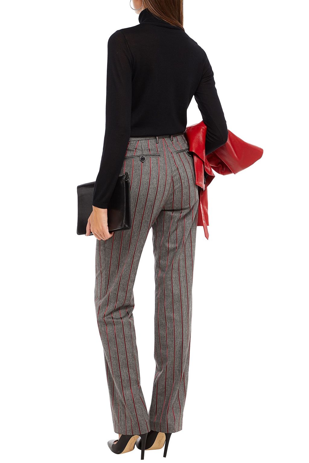 MSGM Pinstriped jacquard straight-leg pants