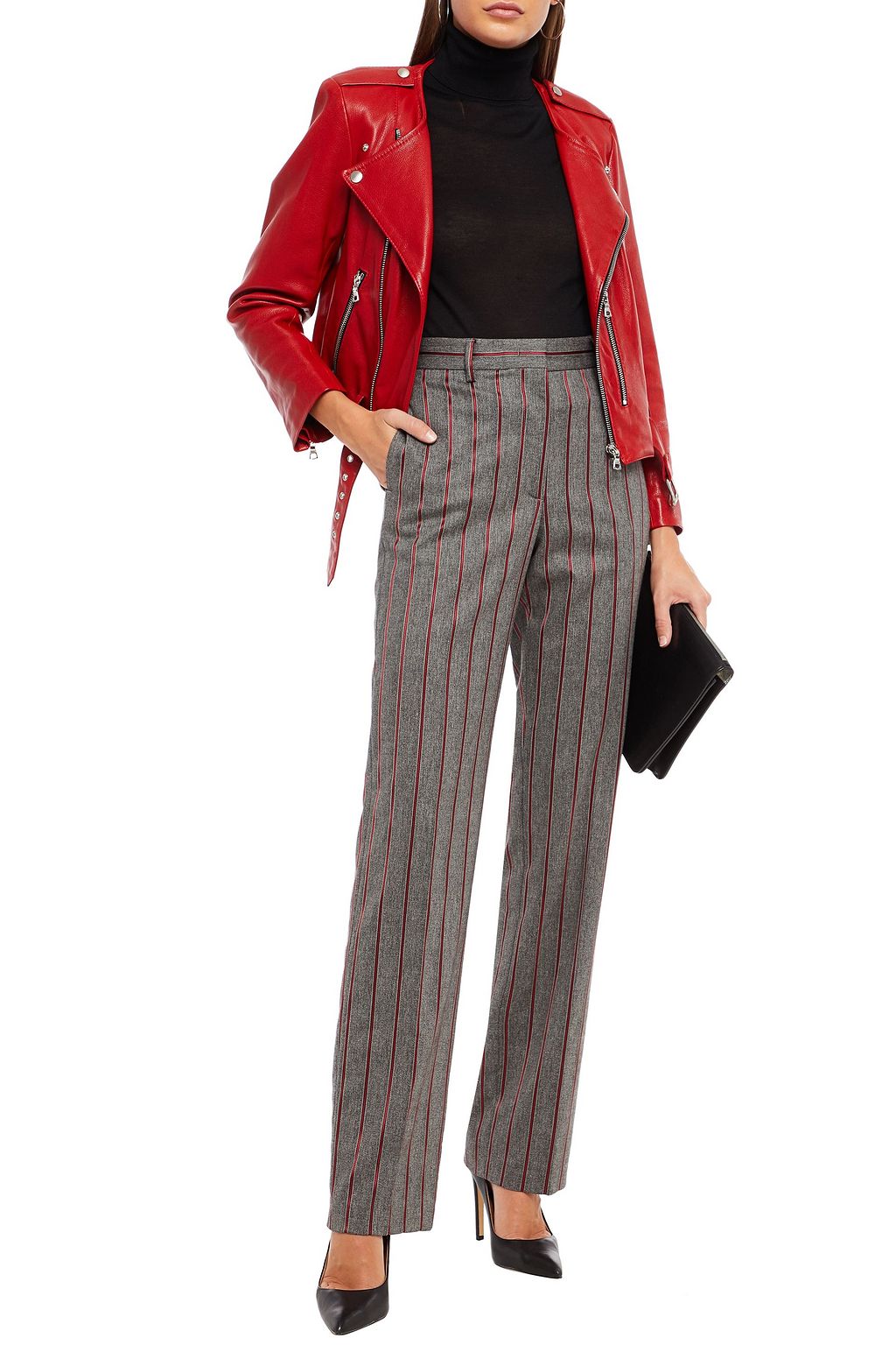 MSGM Pinstriped jacquard straight-leg pants