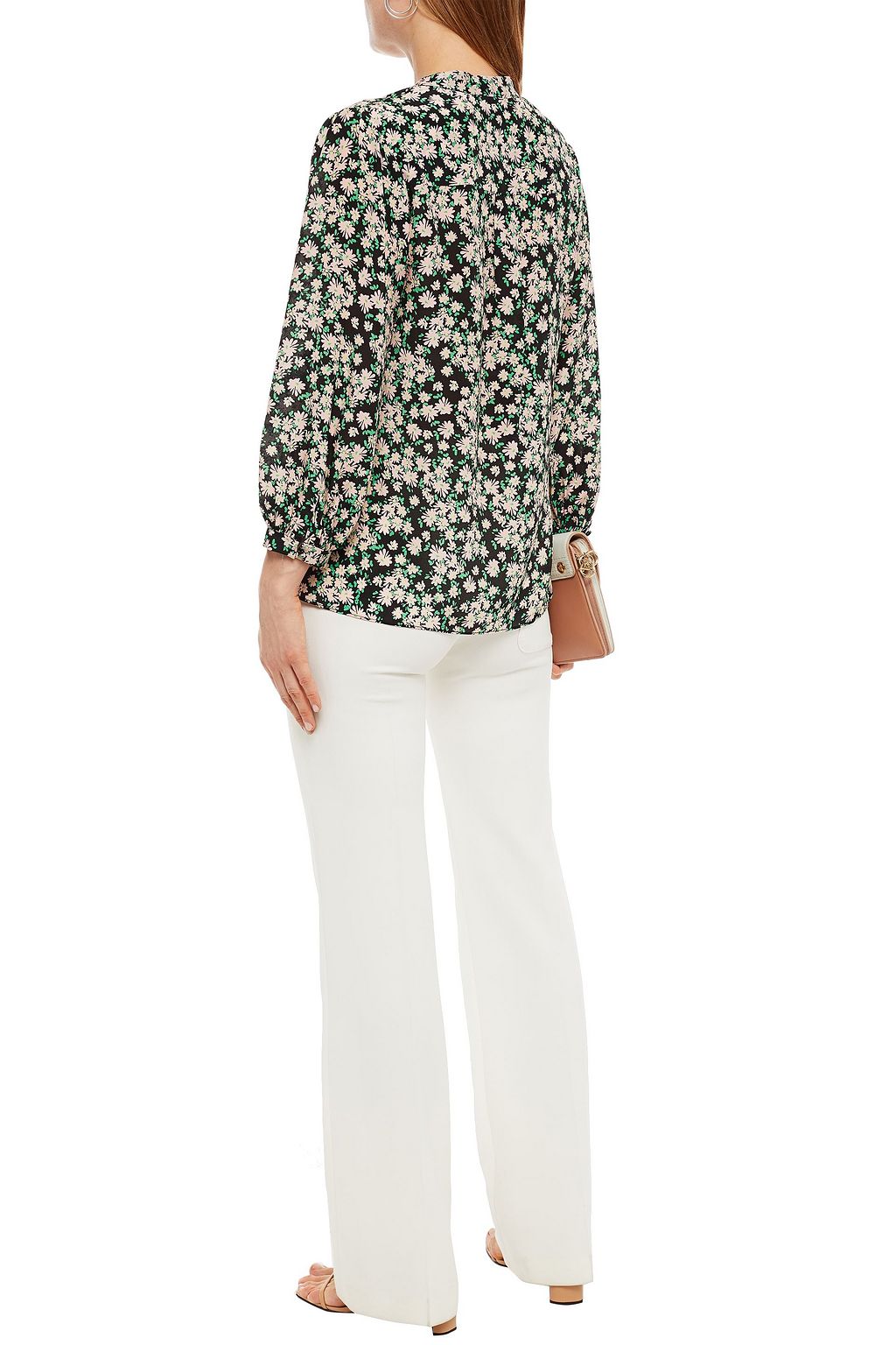 ALICE + OLIVIA Floral-print silk crepe de chine blouse