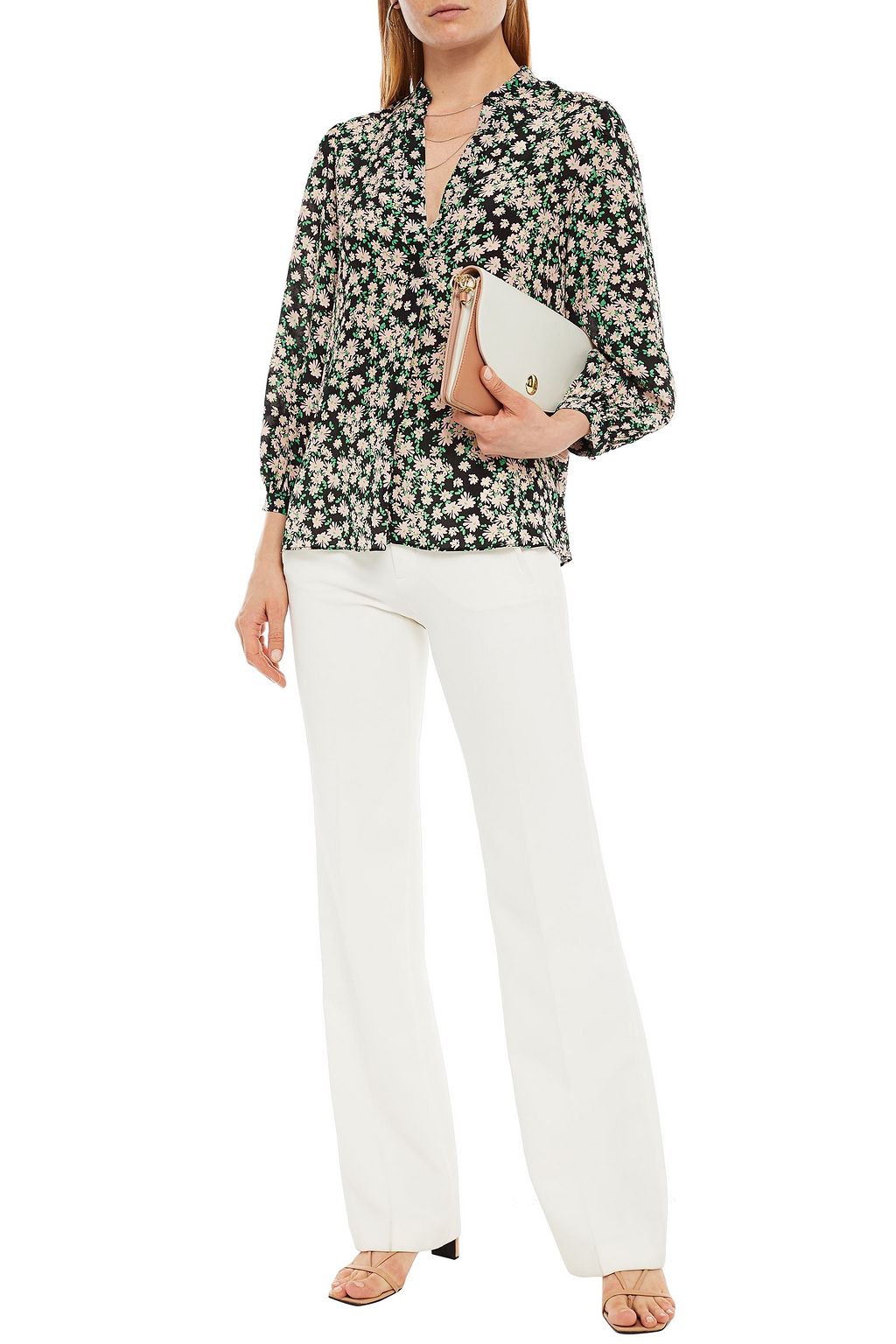 ALICE + OLIVIA Floral-print silk crepe de chine blouse