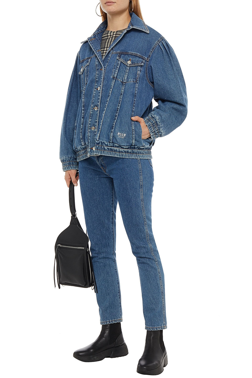 Msgm Embroidered Denim Jacket In Blue