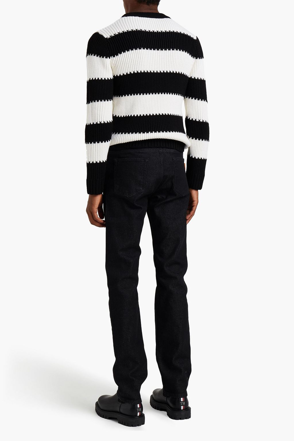 SANDRO Ribbed striped wool-blend sweater