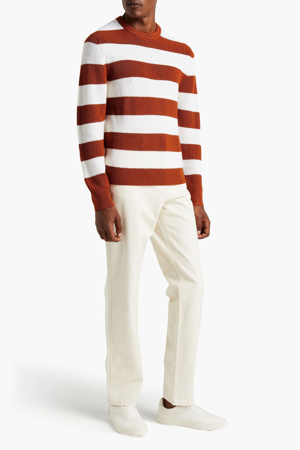 SANDRO Ribbed striped wool-blend sweater