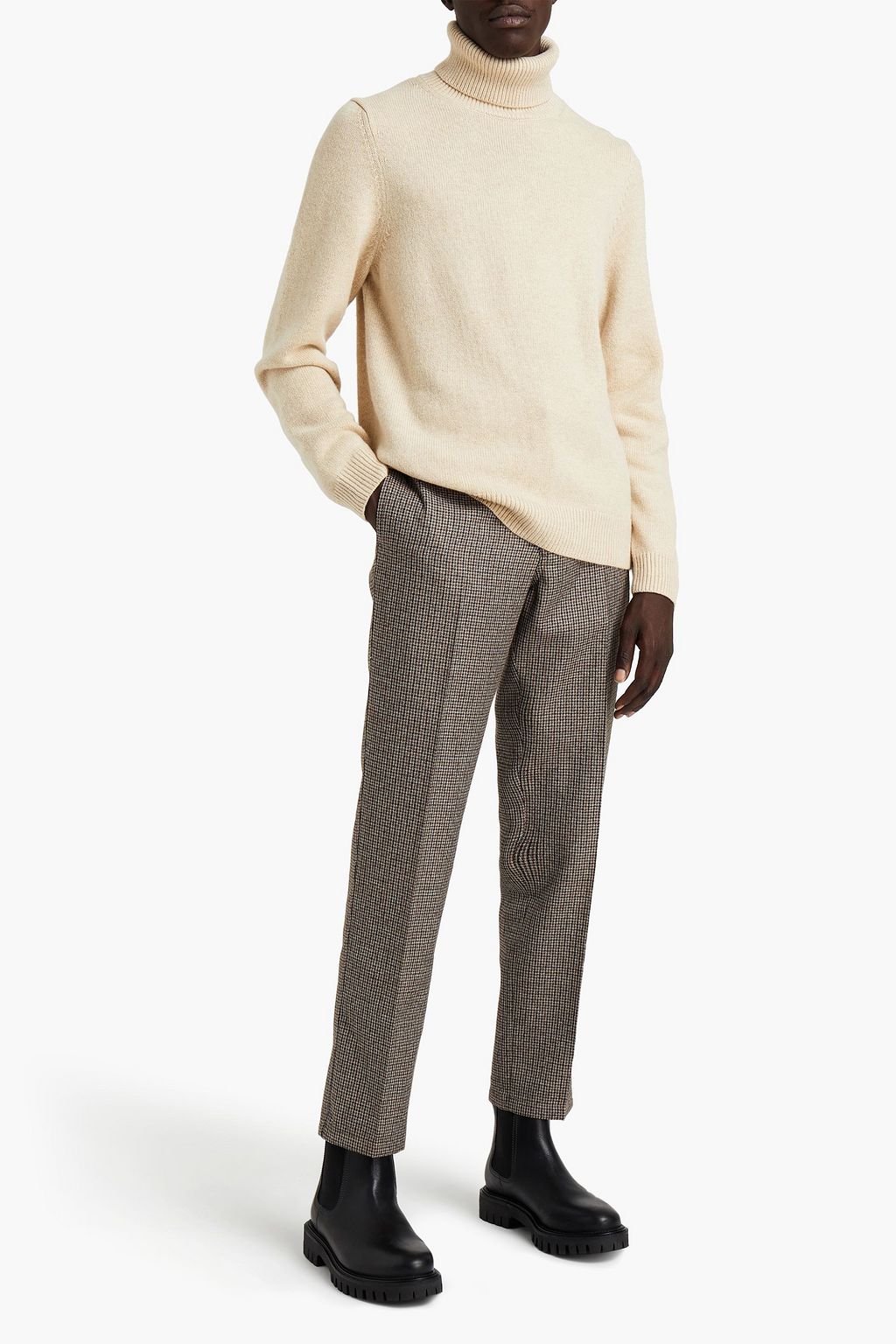SANDRO Mélange wool, yak and cashmere-blend turtleneck sweater