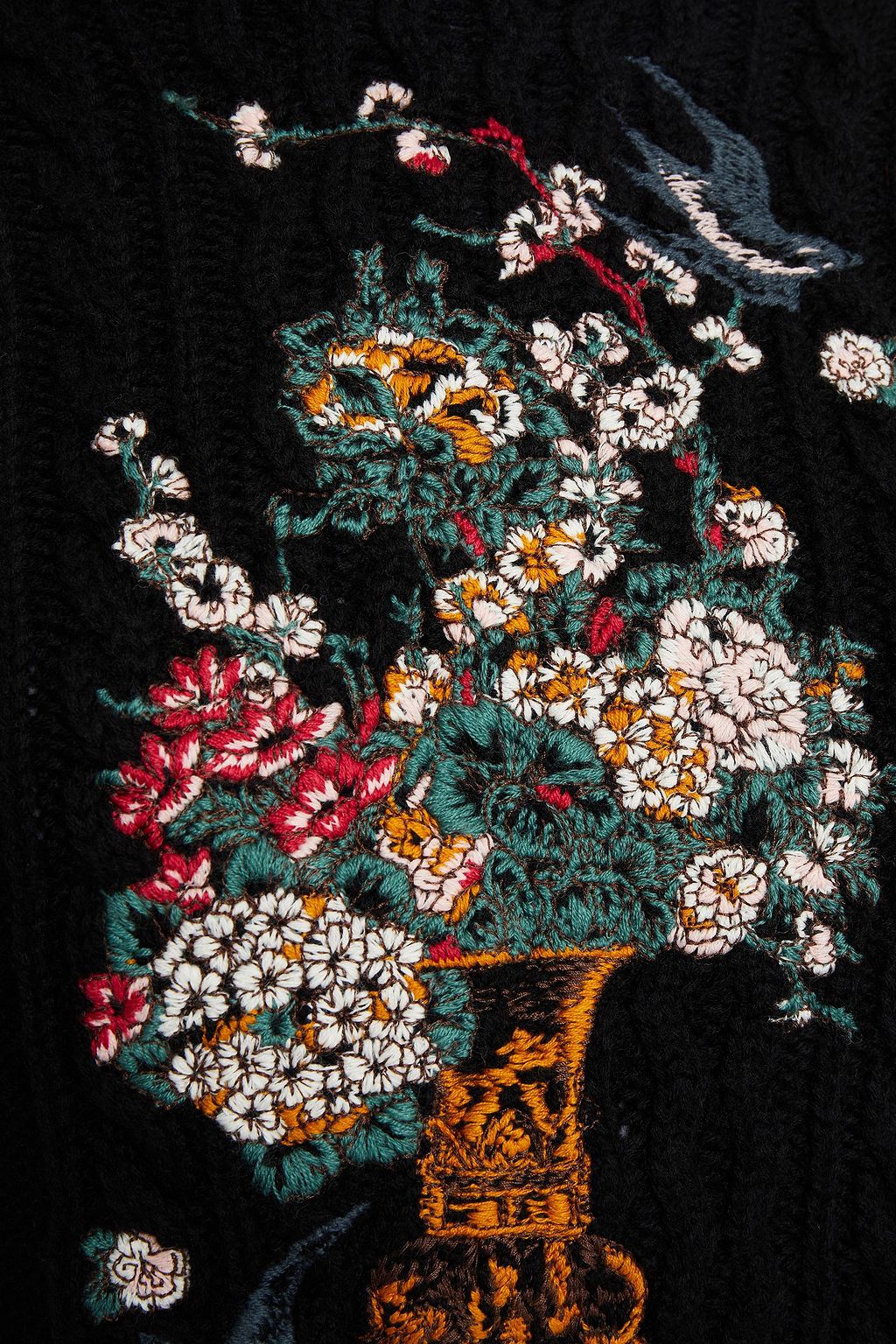 REDVALENTINO Embroidered cable-knit wool sweater