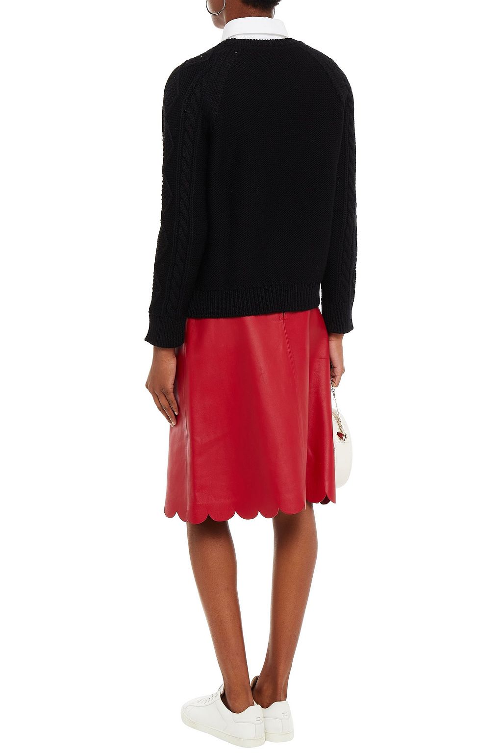 REDVALENTINO Embroidered cable-knit wool sweater