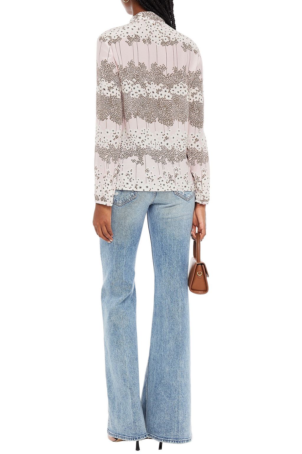 REDVALENTINO Floral-print silk crepe de chine blouse