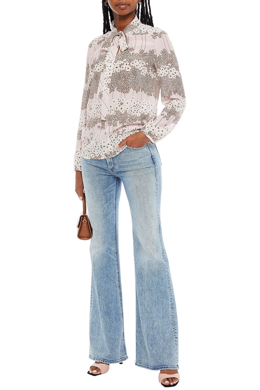REDVALENTINO Floral-print silk crepe de chine blouse