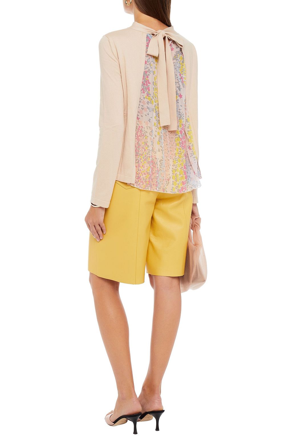 REDVALENTINO Printed chiffon-paneled cotton sweater