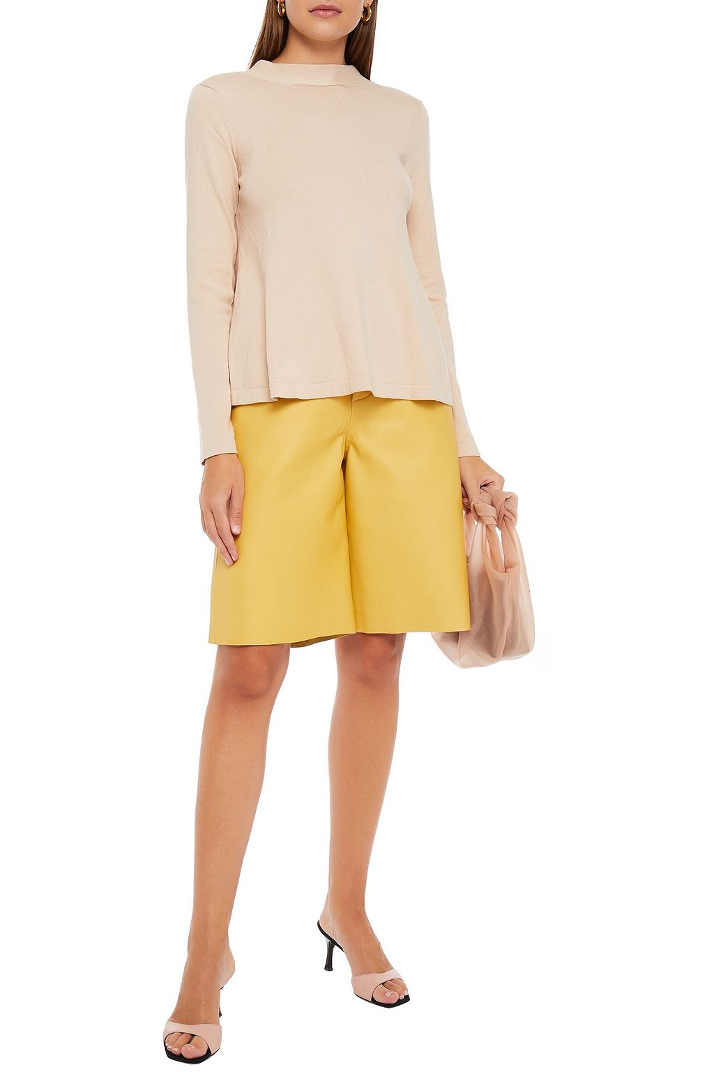 REDVALENTINO Printed chiffon-paneled cotton sweater