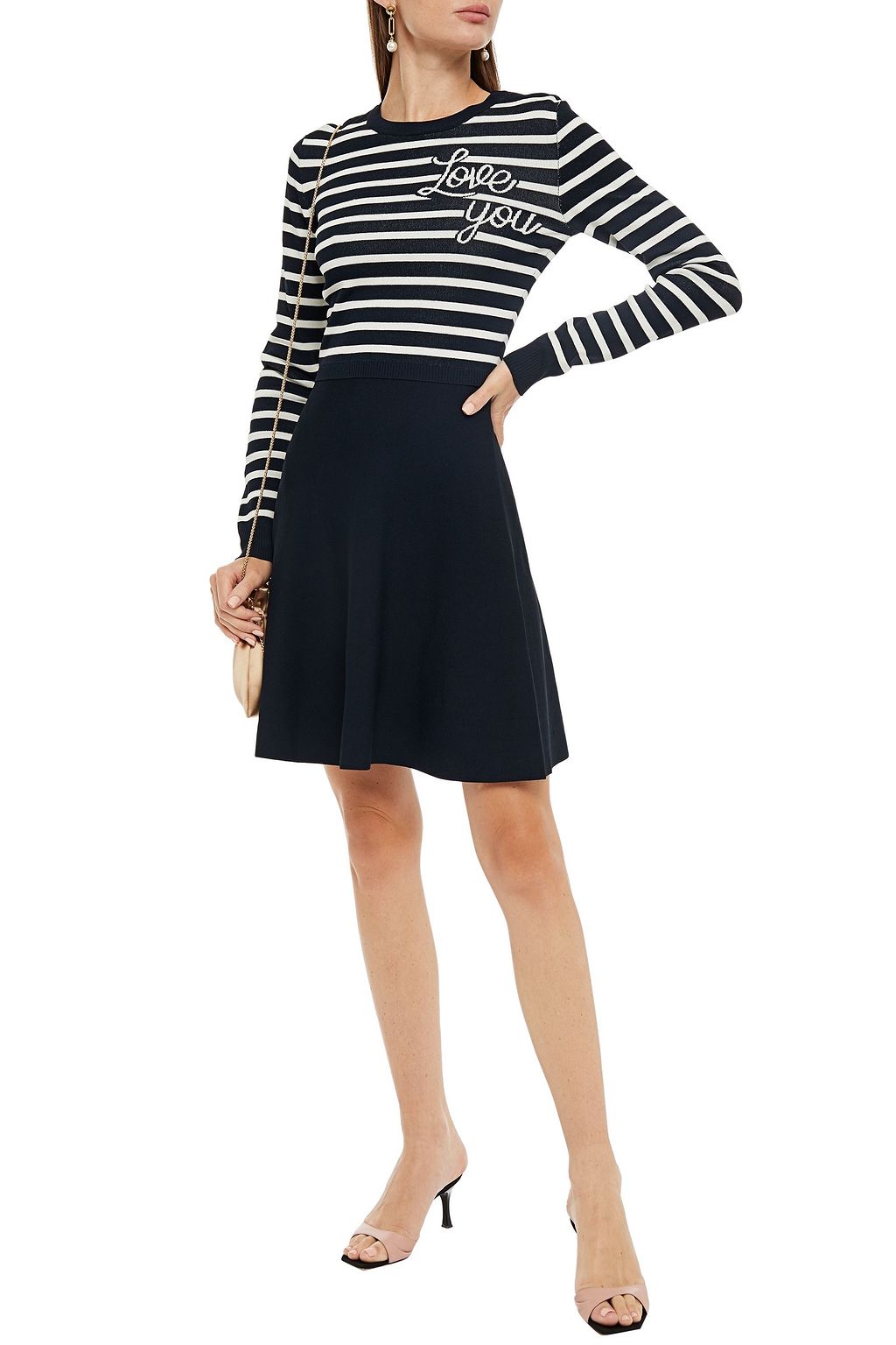 REDVALENTINO Striped jacquard-knit mini dress