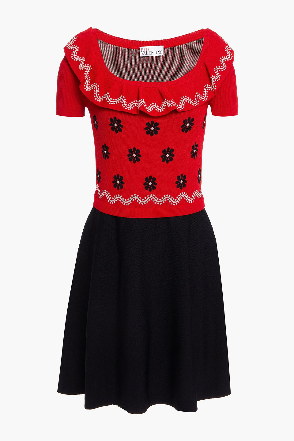 REDValentino - Ruffled jacquard-knit mini dress - Red - XS