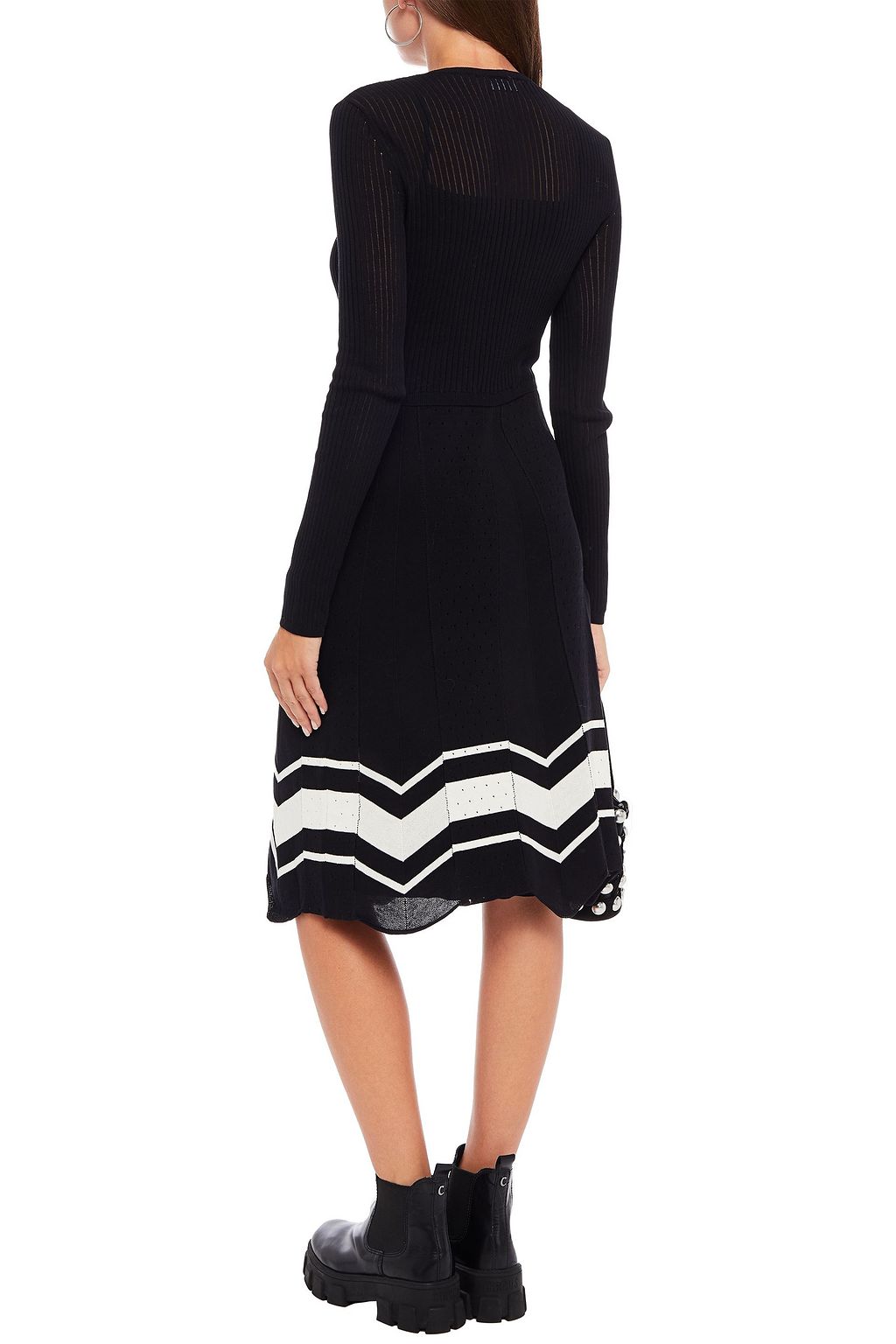 REDVALENTINO Pointelle-knit cotton dress