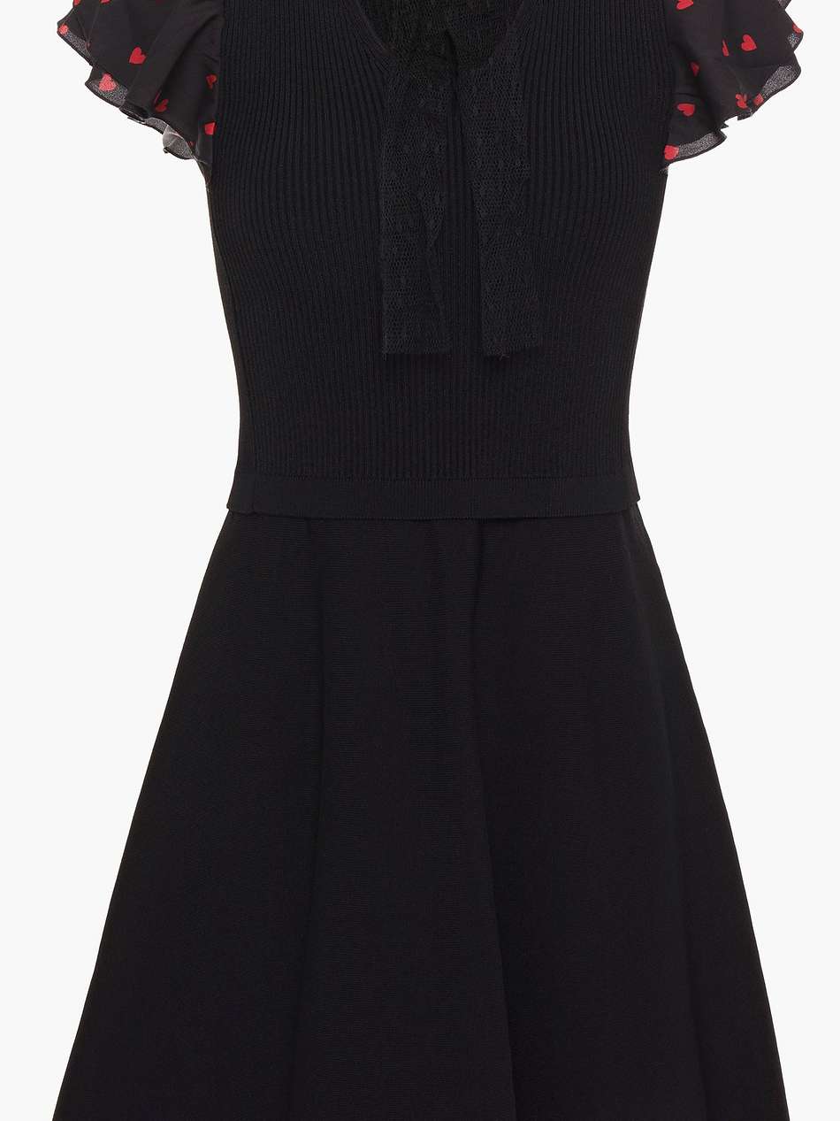 pussy-bow ruffled stretch-knit mini dress