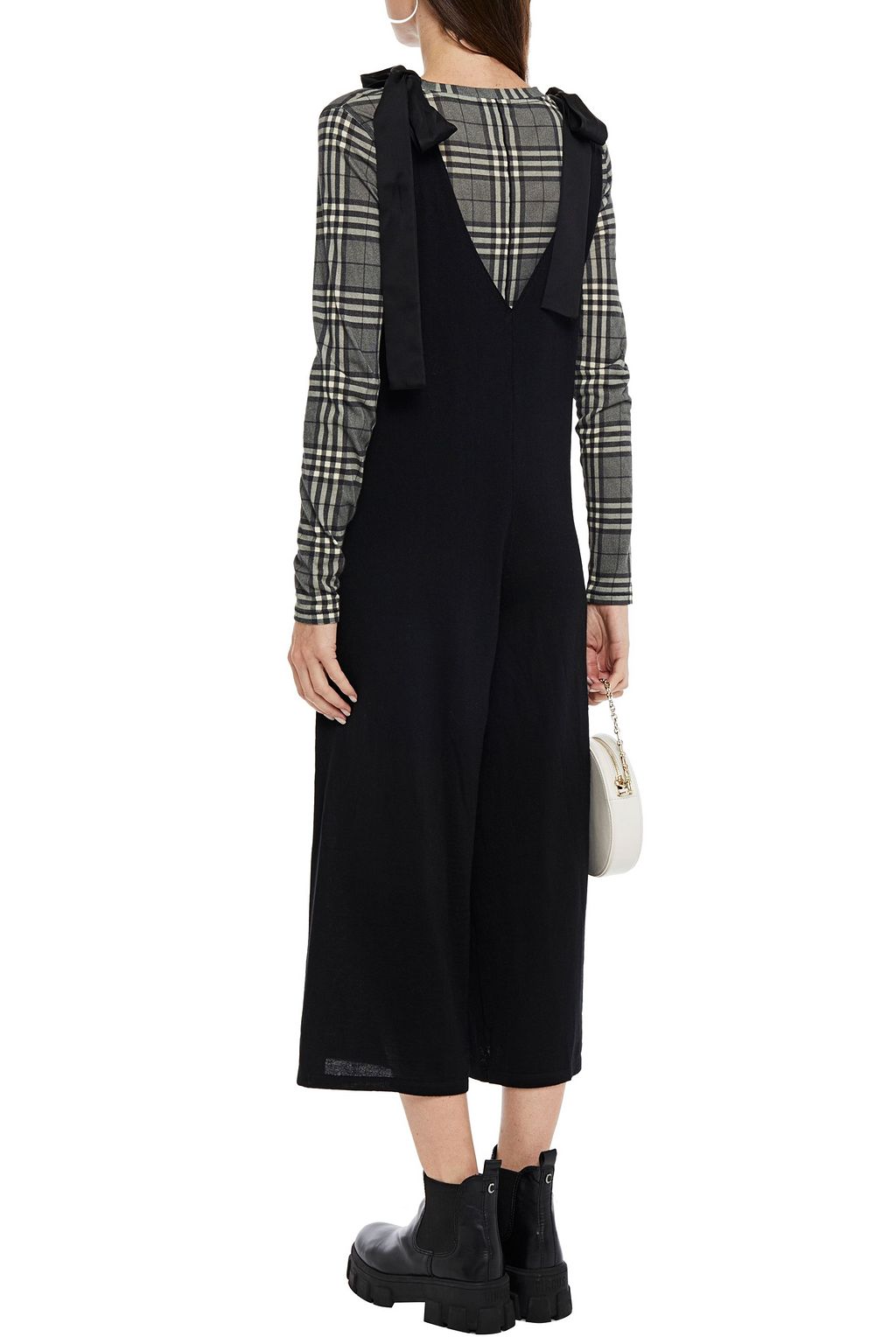 REDVALENTINO Cropped tie-detailed wool jumpsuit