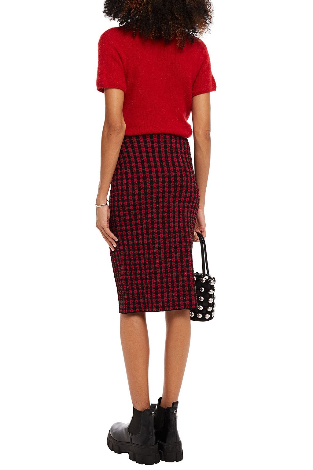 REDVALENTINO Metallic jacquard-knit pencil skirt