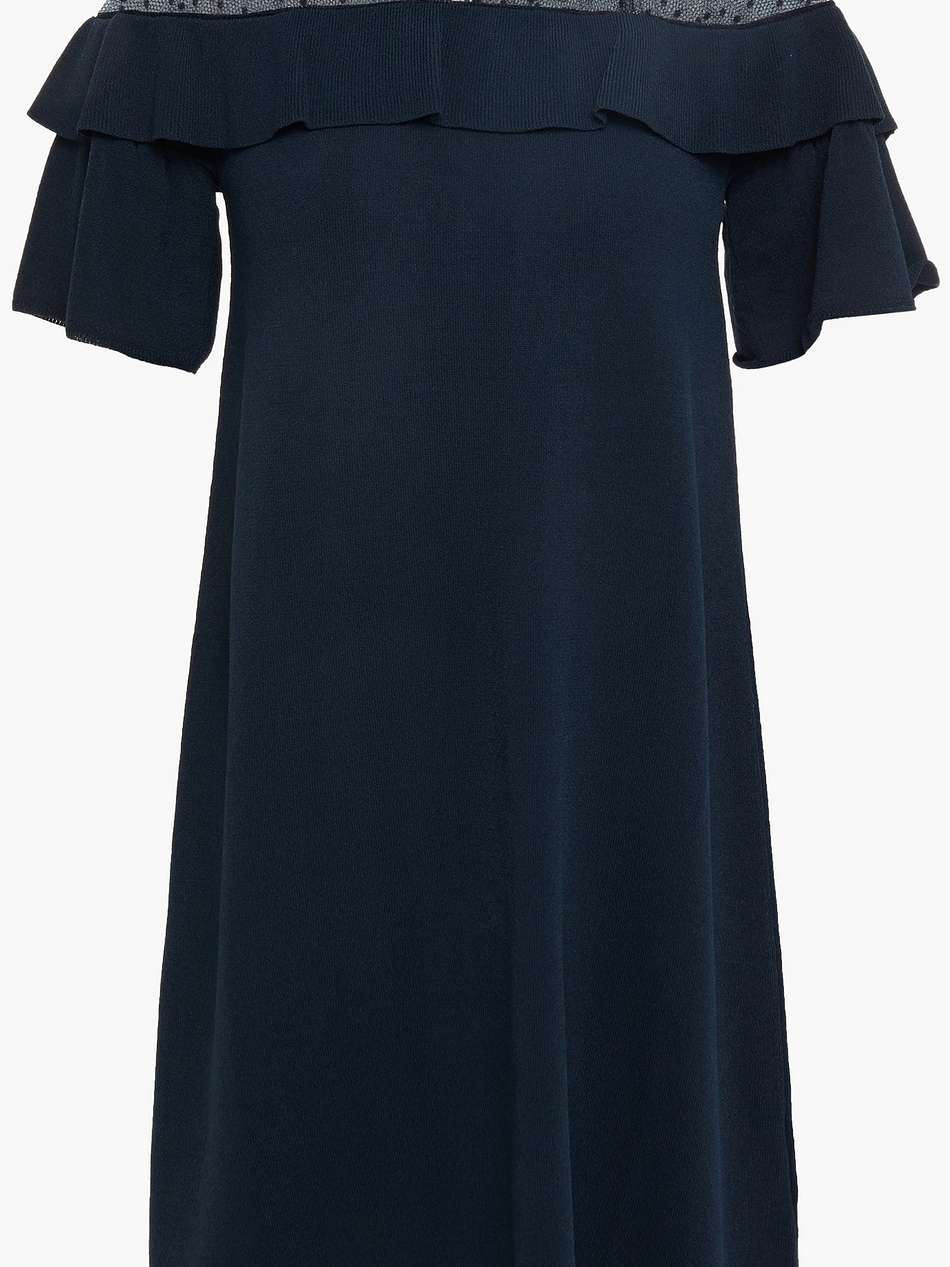 point d'esprit-paneled stretch-knit mini dress