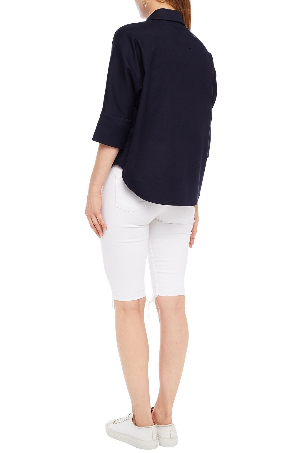 REDVALENTINO Lace-up cotton-blend piqué top