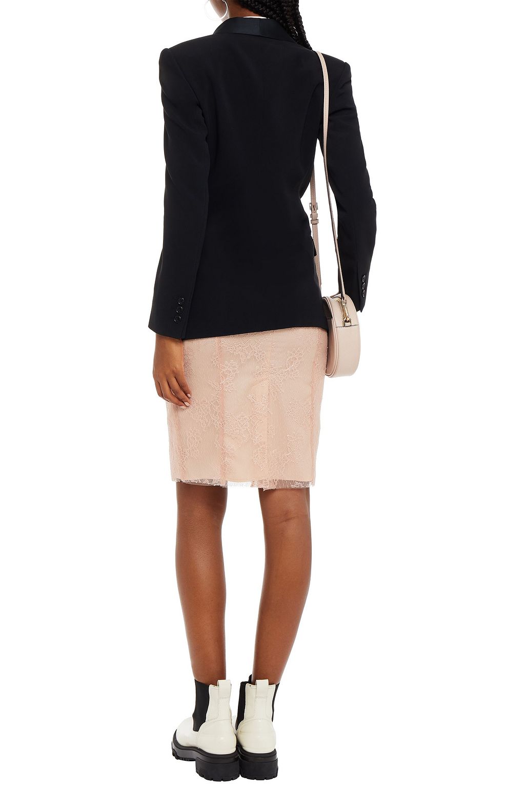 REDVALENTINO Satin-trimmed stretch-crepe blazer