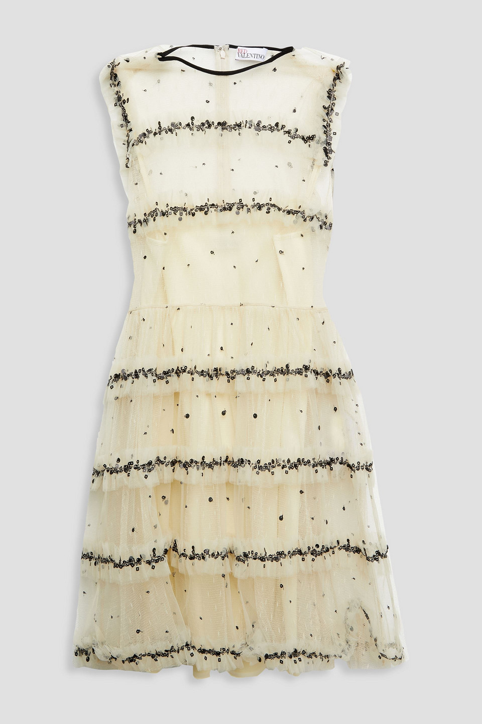 Redv Embellished Ruffled Point D'esprit Mini Dress