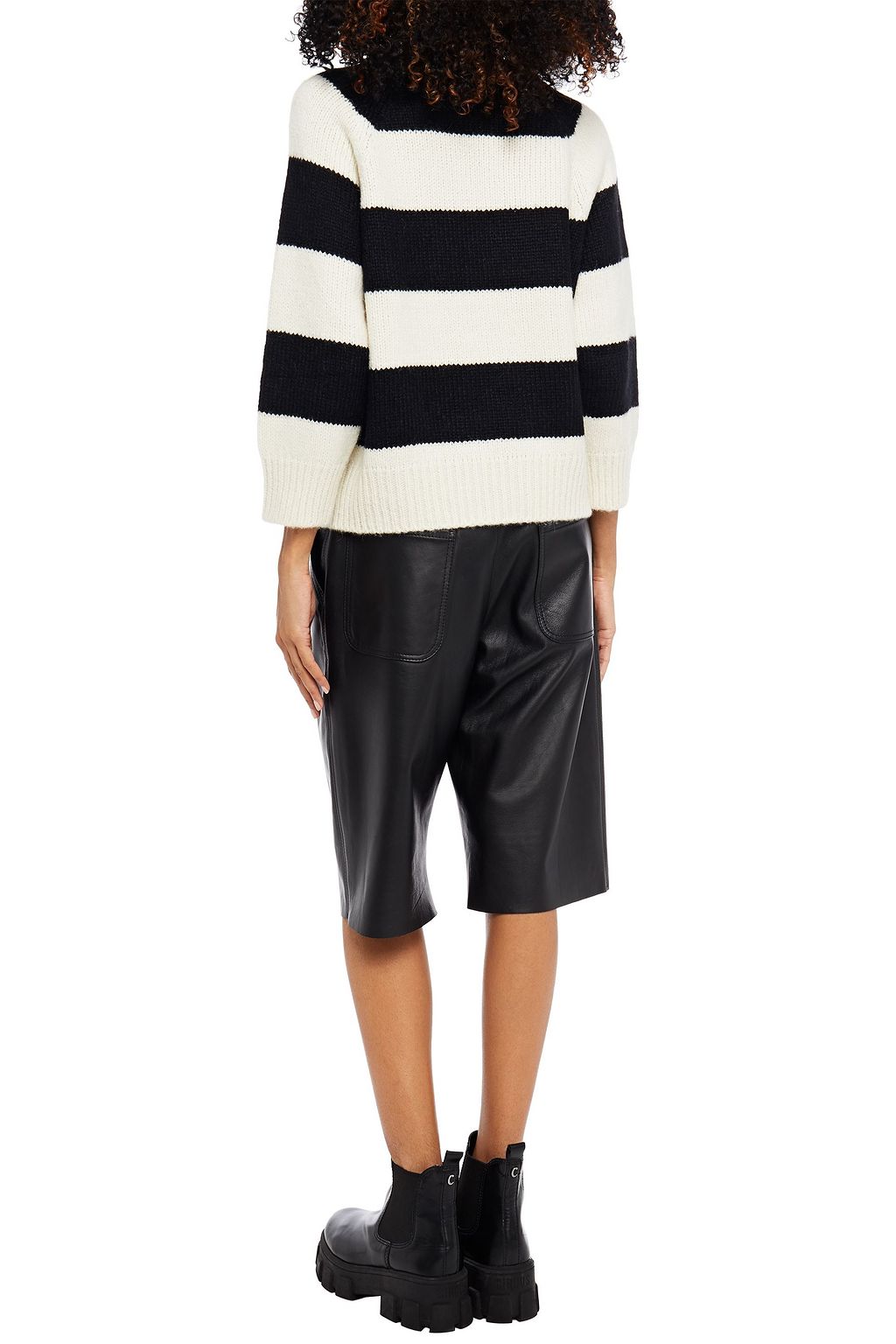 MOTHER Appliquéd striped alpaca-blend sweater