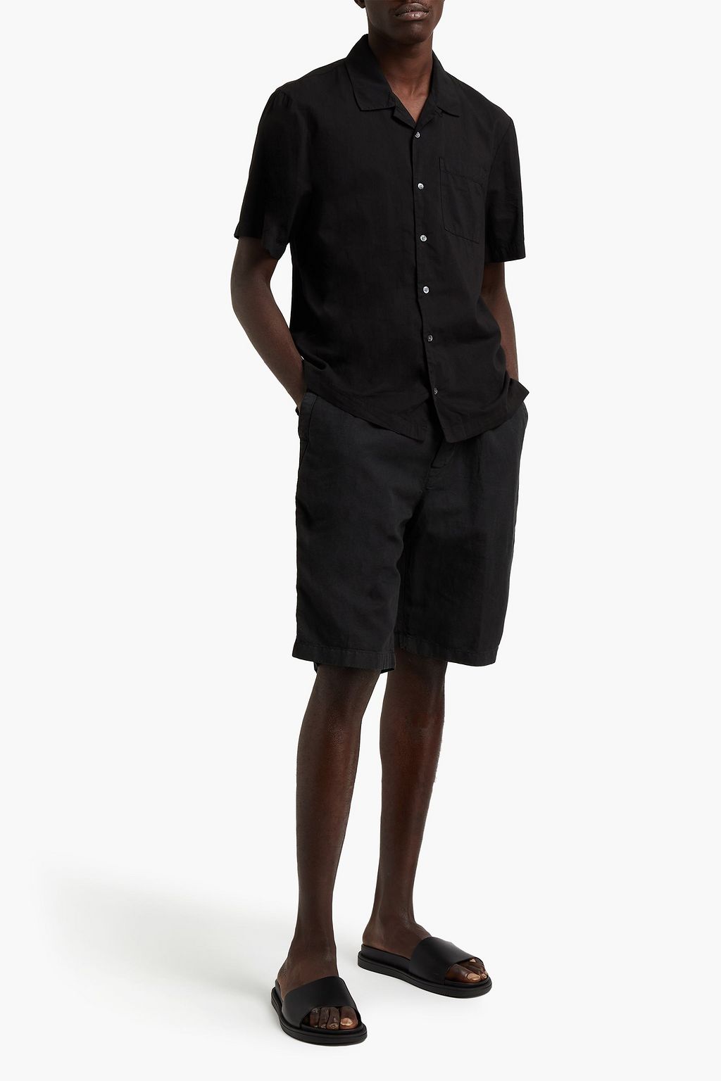 JAMES PERSE Slub linen and cotton-blend canvas shorts