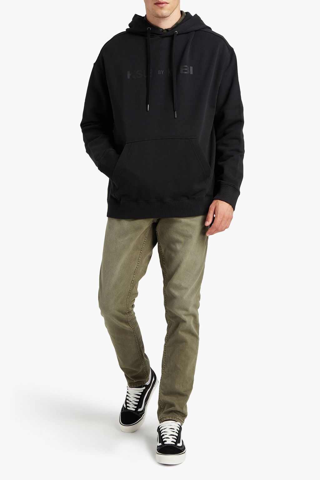 KSUBI Embroidered French cotton-terry hoodie
