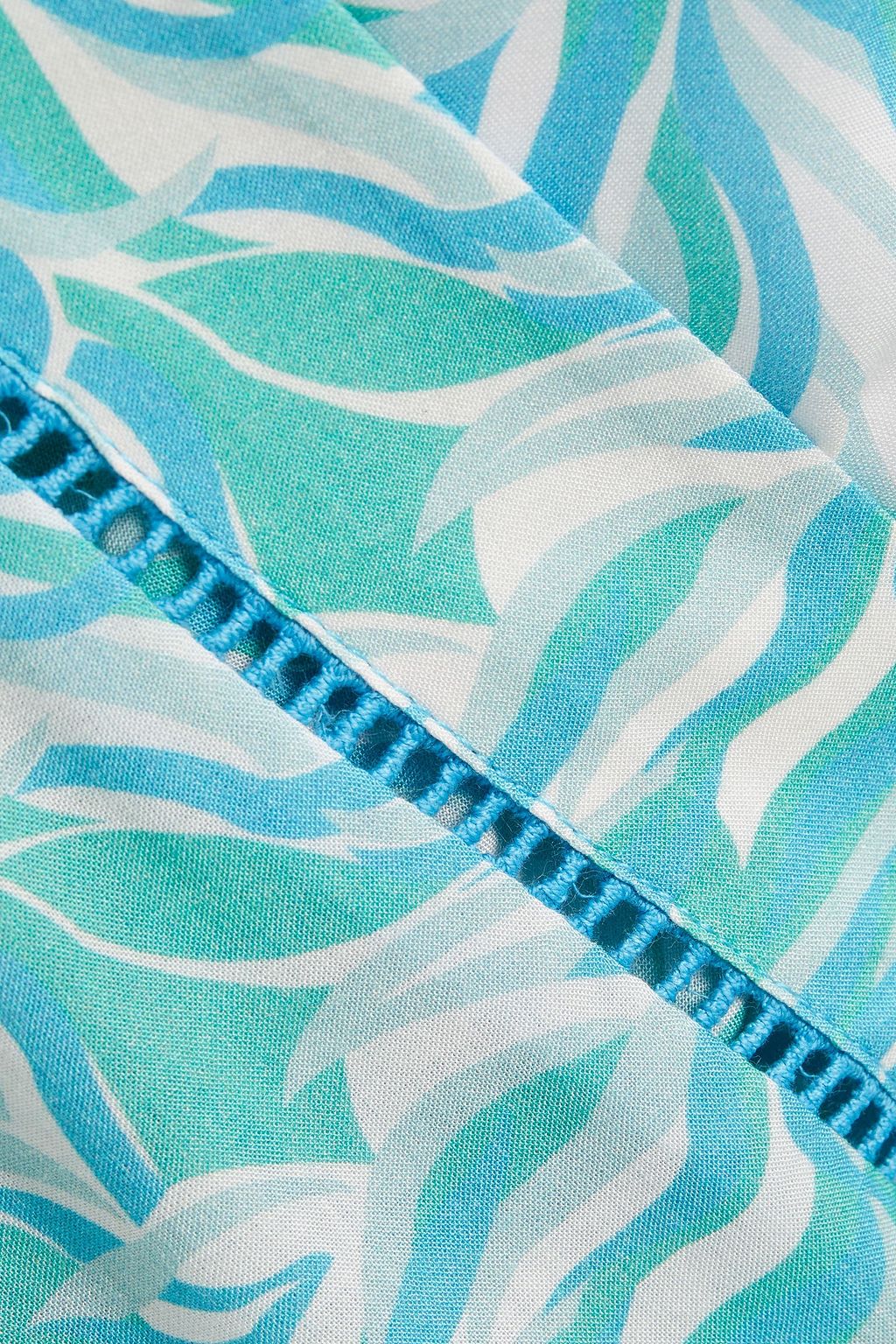 PALOMA BLUE Bowie lattice-trimmed printed woven maxi wrap dress