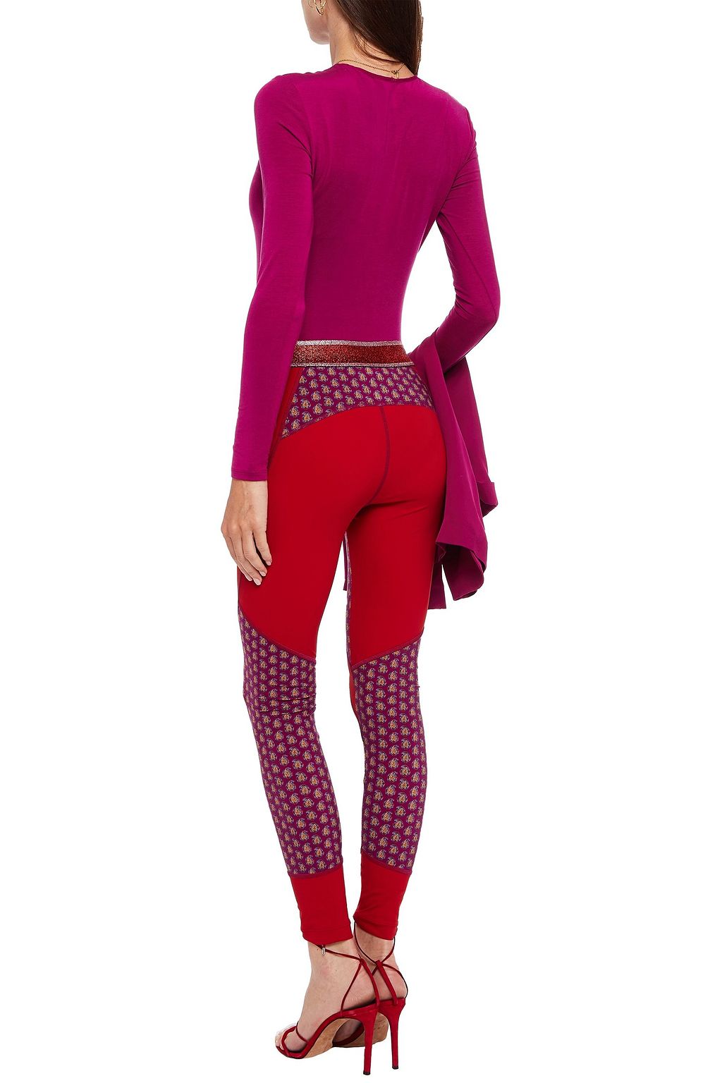 ETRO Metallic-trimmed printed stretch leggings