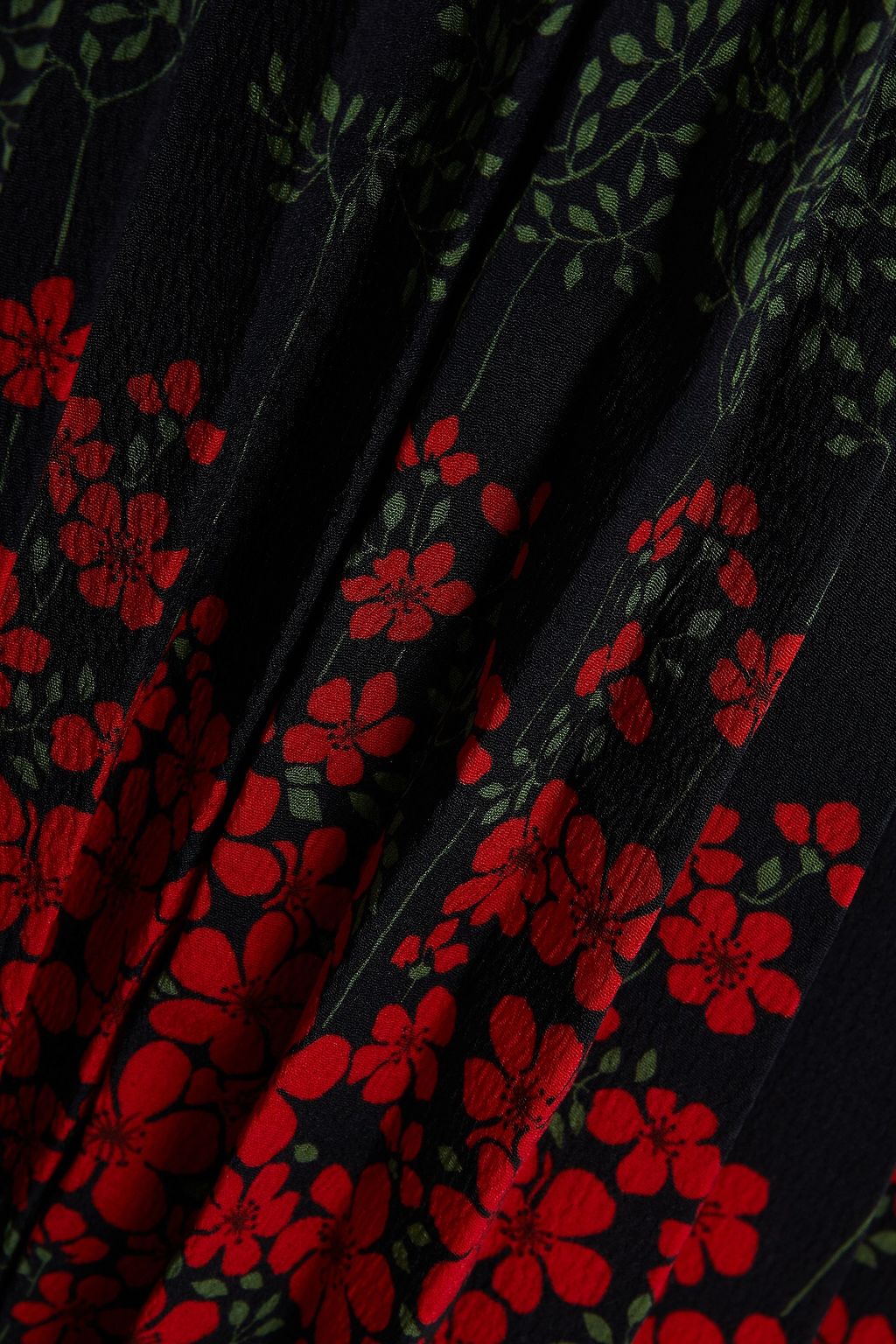 REDVALENTINO Pleated floral-print crepe de chine skirt